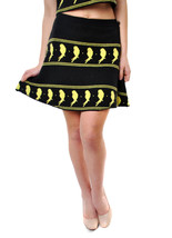 For Love &amp; Lemons Knitz Womens Skirt Birdie Bell Parrot Black Yellow Size Xs - £46.74 GBP