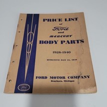 1928-1940 FORD MERCURY BODY PARTS PRICE LIST DEALERS CATALOG MANUAL REFE... - £11.86 GBP