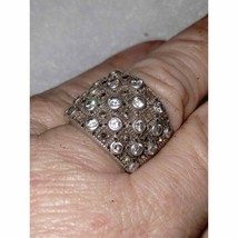 Extravagant sterling silver ring with rhinestones size 7 - £59.20 GBP