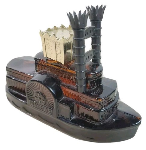 AVON Side Wheeler Steamboat Wild Country 5 oz After Shaves Brown Glass - $18.74