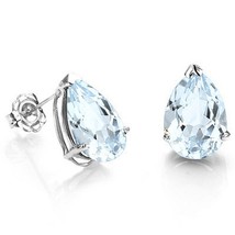 6x4MM Pear Cut Aquamarine .85CTW Stud Earrings in Sterling Silver - $37.00