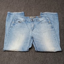 BKE Jeans Men 36R 36 Blue Tyler Relaxed Boot Light Wash Fade Whiskering - £28.91 GBP