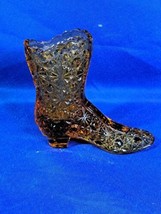 Vintage Fenton Daisy Button Amber Glass Miniature Victorian Boot Figurine - £11.15 GBP