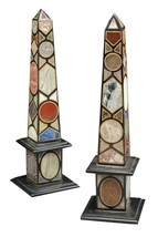 12&quot; Two Piece Marble Obelisk malachite Pietra Dura Mosaic Inlay home decor - £881.57 GBP