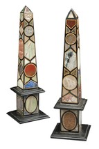 12&quot; Two Piece Marble Obelisk malachite Pietra Dura Mosaic Inlay home decor - £844.25 GBP