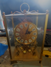 Kundo Kieninger &amp; Obergfell Vintage Desk Clock Glass Case Anniversary Brass - $74.79