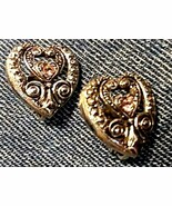 Marcasite Heart Clip-on Earrings with Pink Rhinestone - $13.52 CAD