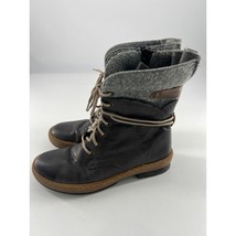 Rieker Block Boots Womens Size 8 39 Grey Lace Up Side Zipper Boho Lightw... - $38.40