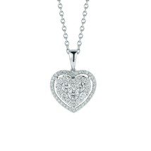 0.82 ct Simulated Diamond 14K White Gold Plated SilverDouble Heart Pendant - £67.25 GBP