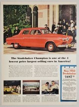 1950 Print Ad Studebaker Champion 2-Door Red Car Mobilgas Gas Mileage Champion - £15.74 GBP