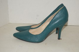 Nine West Heels Shoes Womens Size 7.5 Teal Leather Tatiana Pumps Stiletto - £23.21 GBP