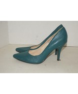 Nine West Heels Shoes Womens Size 7.5 Teal Leather Tatiana Pumps Stiletto - £23.21 GBP