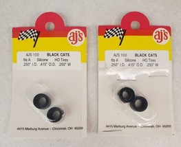 AJ&#39;S 100 Black Cats Silicone HO Tires 2 Packages of 2 TYCO HP7 Tomy AFX  - £11.81 GBP