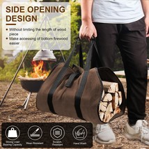 Wood Log Carrier Bag for Fireplace Firewood Holder Tote Bags Outdoor Cam... - £25.57 GBP
