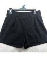 Express Black Midi High Rise Linen Blend Pleated Shorts Size 4 Side Zip - £10.27 GBP
