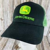 John Deere Hat Green Black Farming Gardening Embroidered Baseball Cap Mesh - £23.59 GBP