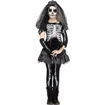 Deadly Skeleton Bride Child Halloween Costume Girls Size Medium 8-10 - £26.01 GBP