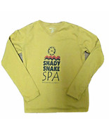 Y2K 90s Juniors Mustard Yellow SHADY SNAKE SPA Long Sleeve Fitted T-Shir... - $17.00