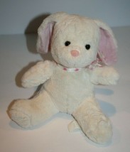 Nova World Easter Bunny Rabbit 9&quot; Cream Plush Stuffed Pink Ears Dot Bow Soft Toy - £17.01 GBP