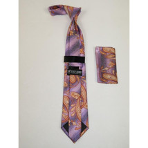 Men's Stacy Adams Necktie and Hankie Set Fancy Design Silky Look SAT5 Lilac image 2