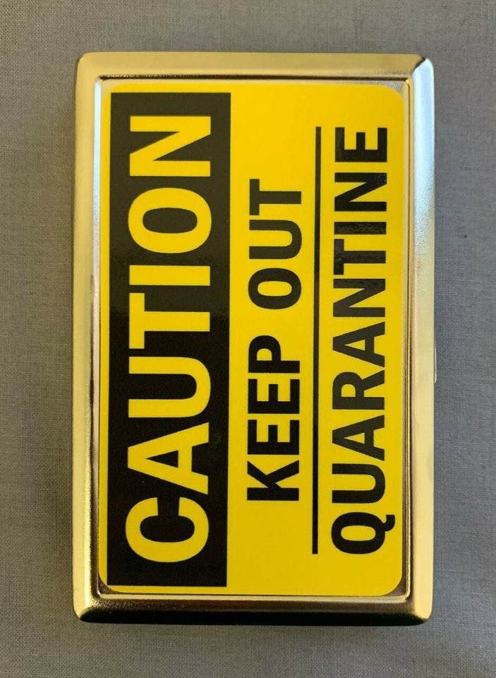 Caution Quarantine D1 Silver Case / Metal Wallet Card Money Holder - $16.78
