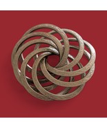 Vintage Spiral Etched Curved Swirl Abstract Silver Tone Large Brooch Pin... - $266.26 MXN
