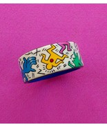 Wood Resin Bangle Bracelet handmade painted inspired Keith Haring Art Je... - £45.93 GBP