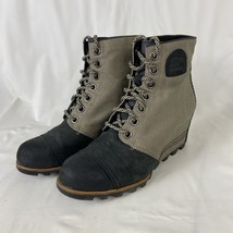 Womens Sorel PDX Wedge Black Noir Leather Canvas Ankle Boot Size 11 - €58,30 EUR