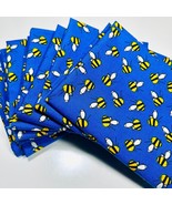 Buzz Buzz Busy Bees Fabric Fat Quarter 8-Pack Yellow on Blue 100% Cotton - £18.74 GBP