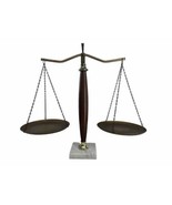 Vintage Brass Balance Scale With Marble Base 17&quot; Tall Décor - £29.87 GBP