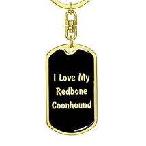 Love My Redbone Coonhound v5 - Luxury Dog Tag Keychain 18K Yellow Gold Finish - £28.10 GBP