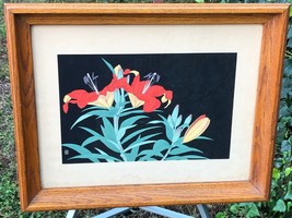 Tokuriki Tomikichiro Original 1950s Japanese Wood Block Modern Mcm Tiger Lily - £799.20 GBP