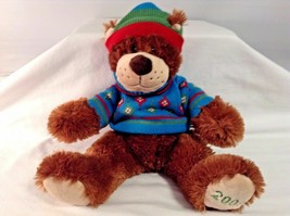 2009 Mary Meyers Stuffed Plush Animal Toy Brown Bear in Sweater Hat 15 in Tall - £7.75 GBP
