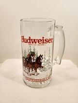 Vintage Official Anheuser Busch Budweiser Clydesdale Glass Holiday Beer Mug 1992 - £11.48 GBP