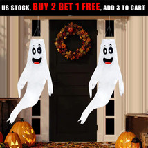 44&quot; 2Pcs Halloween Windsocks Hanging Ghost Flag Wind Socks Home Yard Party Decor - £19.29 GBP