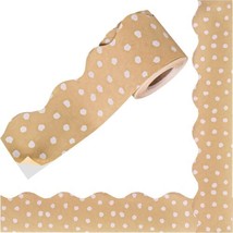 66Ft Kraft Paper Bulletin Board Border White Dots Classroom Borders Neut... - $42.90