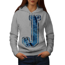 Wellcoda Letter J Jeans Fashion Womens Hoodie, Blue Casual Hooded Sweatshirt - £28.61 GBP