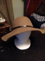 Vintage Nordstroms Brown Women&#39;s Hat  100% Wool Wide brim with Ribbon - £35.30 GBP