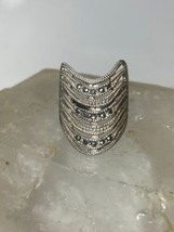Knuckle ring size 6 cigar marcasites band sterling silver women - $44.55