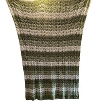 Handmade Chevron Green &amp; Cream Chevron Crochet/Knit Throw Blanket Set - £16.61 GBP