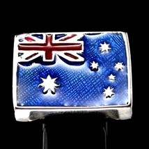 Sterling silver Australian Flag ring Australia with Red and Blue enamel high pol - £108.17 GBP