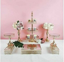 8pcs Cupcake Luxury Elegant Gold Plated Wedding Party Crystal Cake Stand... - $295.02+