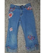 Girls Capris Jeans The Childrens Place Blue Denim  Floral Adjustable Wai... - £5.47 GBP