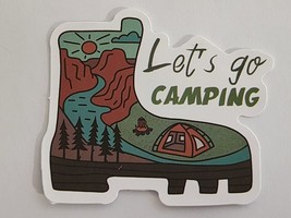 Let&#39;s Go Camping Boot with Tent Fire River Scene Sticker Decal Embellish... - $2.30