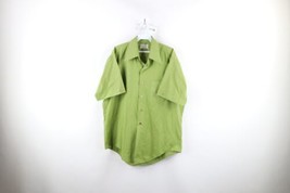 Vintage 50s Mens 16 Faded Short Sleeve Collared Button Shirt Avocado Green USA - £55.35 GBP
