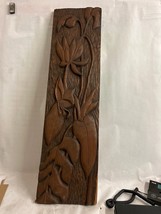 Mid century art nouveau Water Lily carved plank Hedvig Kuhne circa 1950 - $247.50