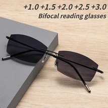 Gafas Lectura Bifocales Sin Marco Para Hombre Binoculares Acrílico Aleac... - $29.98