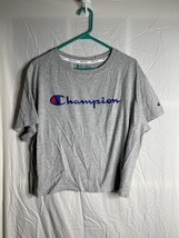 Champion Women&#39;s Shirt Sz 2X Gray Relaxed Fit  Cropped Big Logo - £8.76 GBP
