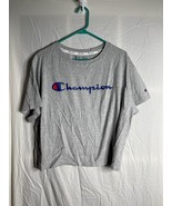 Champion Women&#39;s Shirt Sz 2X Gray Relaxed Fit  Cropped Big Logo - £8.79 GBP