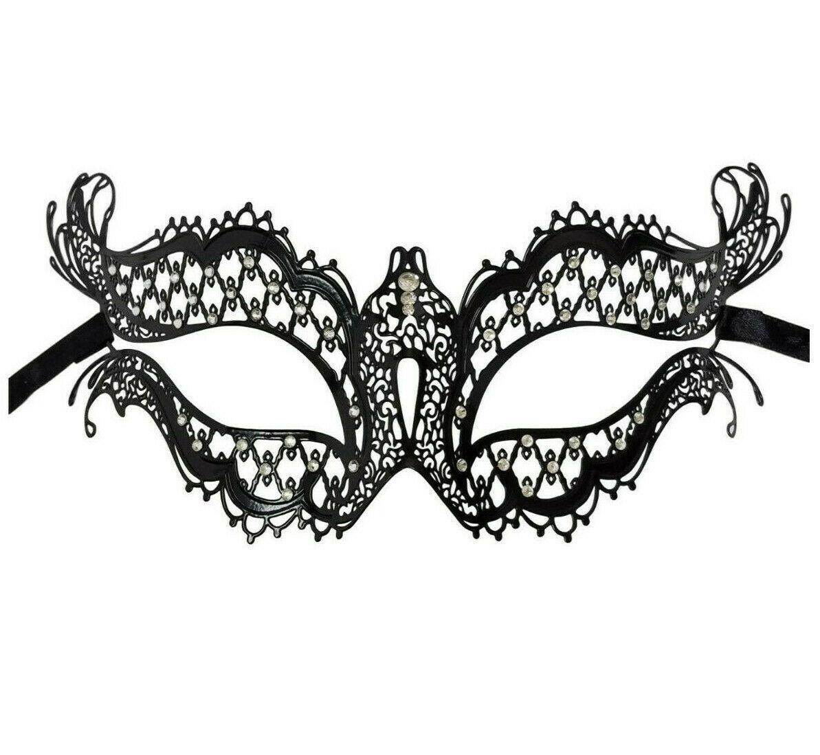 Primary image for Vampire Diaries Black Crystal Gem Venetian Mask Masquerade Metal Filigree